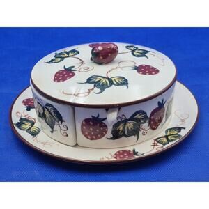 Vintage Fred Roberts Strawberry Jelly Jam Condiment Set 8 Pieces Japan